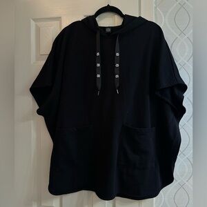 Black poncho cape style hoodie oversized. One size. Pockets in front